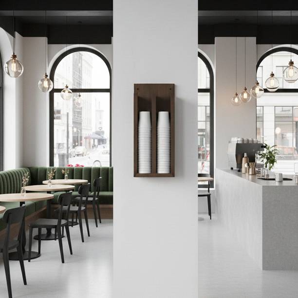 TheGoodLuck Water Cup Holder Dispenser for Shops,Showroom, Retail outlets and Workplaces Wooden Wall Shelf