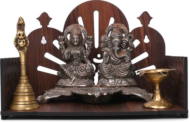 Gojeeva Premium Om Carved Pattern Devghar, Set-Top Box Stand Wooden Mandir Temple(DIY) Wooden Wall Shelf