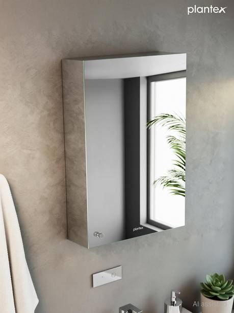 Plantex Bathroom Cabinet for storage/Bathroom Cabinet with Mirror(14 X 20 Inches) Stainless Steel Wall Shelf