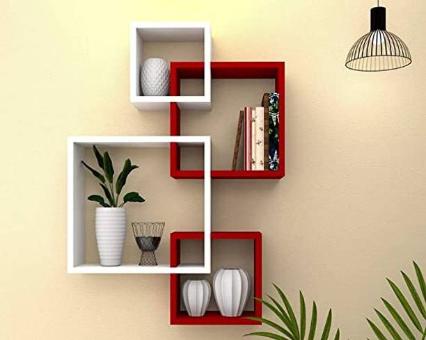CraftInWood Wooden Intersecting Wall Shelves for Living Room, Bed