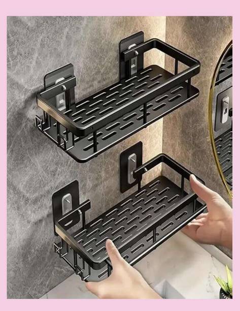 Crystal LLP Strong Adhesive Bathroom Shelf for Tiles & Glass Aluminium Wall Shelf