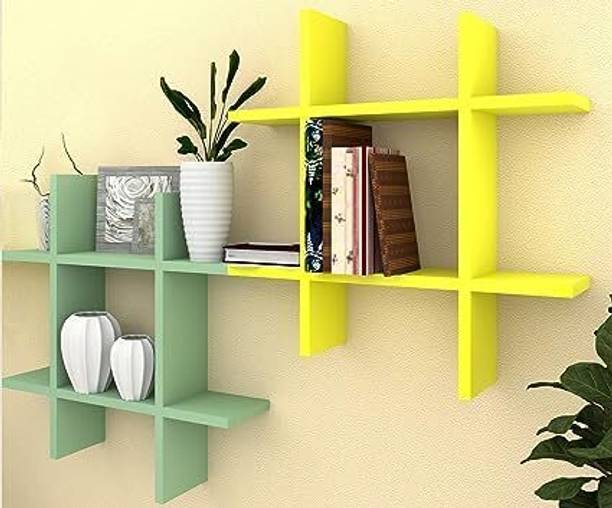 A M CRAFTS Wall Rack Shelves Set of 2 Pieces MDF Wooden Wall Shelf