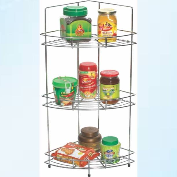 Hilltone Triple Corner Rack: Maximize Your Space Efficiently Stainless Steel Wall Shelf