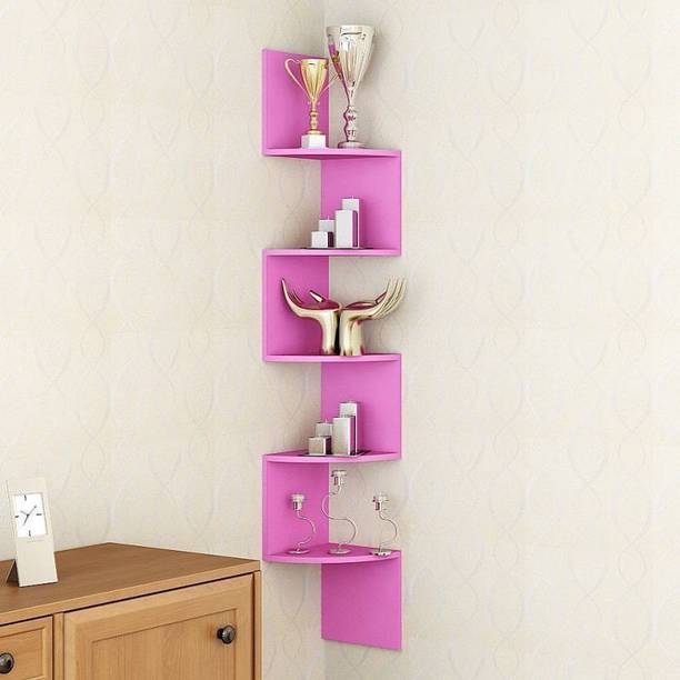 Extend Crafts Corner Hanging Shelf for Living Room Stylish |Floating Display Rack Storage Engineered Wood Open Book Shelf