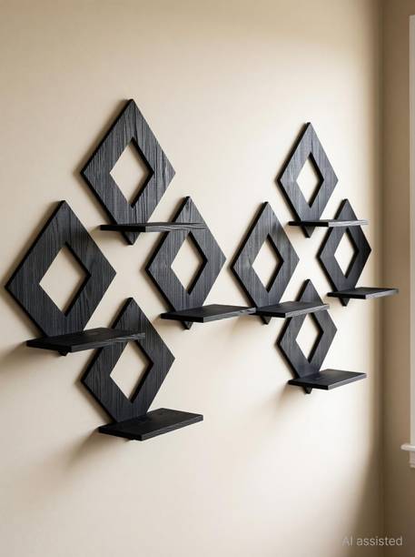 Krishna Crafts Wooden Wall Shelves Set | Stylish Wall-Mounted Decor for Living Room & Bedroom Wooden Wall Shelf