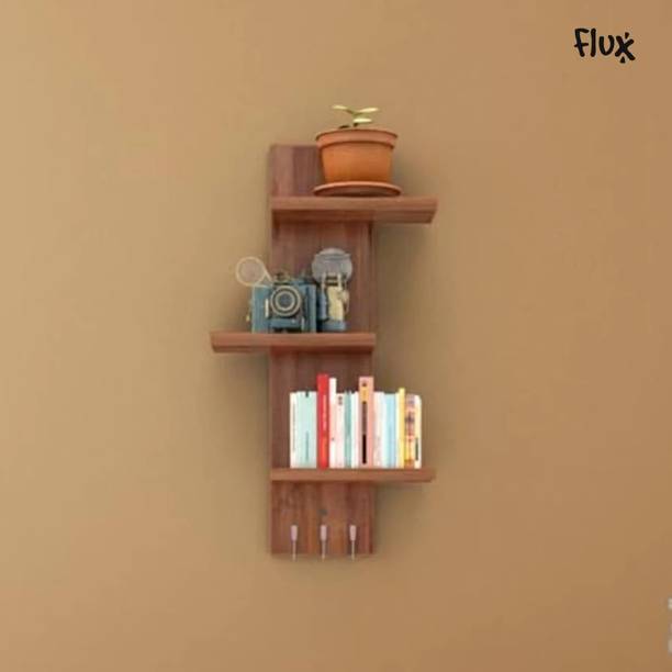 Flux Flux Mini Two -Tier Wall Shelf, white Perfect for Living Room with Hook Particle Board Wall Shelf