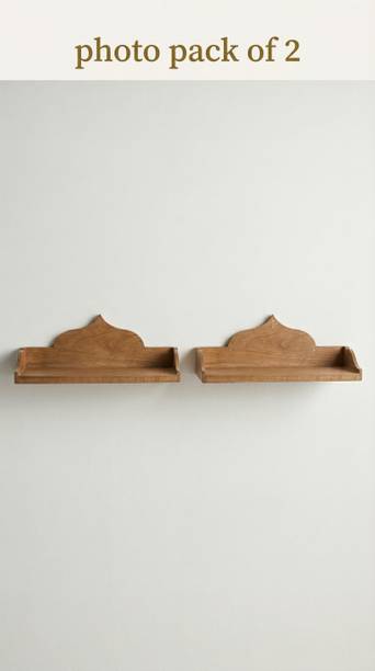 WoodenNest Wooden Wall Mounted Puja Shelf,12x6x6 Inch Decorative Wooden Rack,Home Decor Wooden Wall Shelf