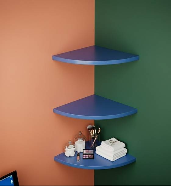 woodsy Cona Wooden Corner Wall Shelf | 3 Tier MDF Floating Corner Shelf | MDF (Medium Density Fiber) Wall Shelf
