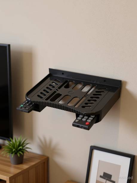 HAPY HAVEN Wall Mount Stand Set top Box Stand Setup Box Shelves Remote Holder Plastic Wall Shelf