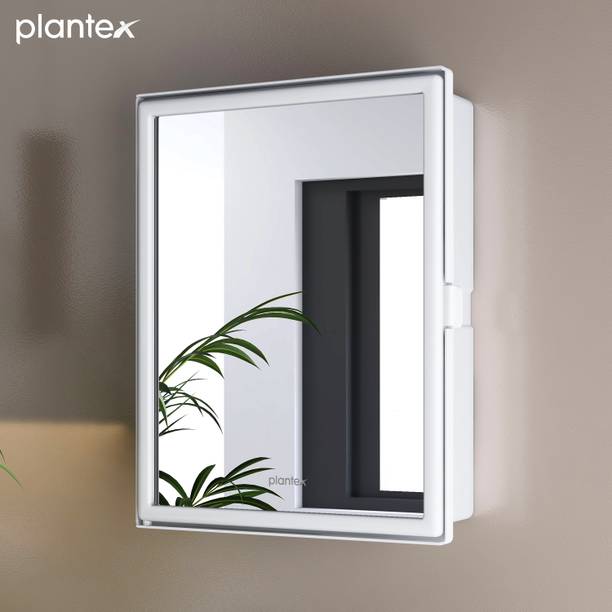 Plantex Heavy ABS Plastic Multi-Purpose Bathroom Cabinet with Mirror Door (White) ऐक्रेलिक वॉल शेल्फ
