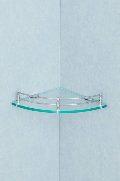 Kaaple Clear Glass Corner (9x9",1Pcs) for Bathroom/Kitchen/Wall Shelf/Multipurpose Storage Shelf Glass Wall Shelf