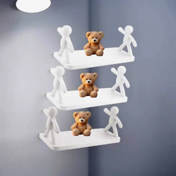 SJK Self Adhesive Multi-Purpose Wall Hanging Humanoid floating Shelf 1.1433 Plastic Wall Shelf