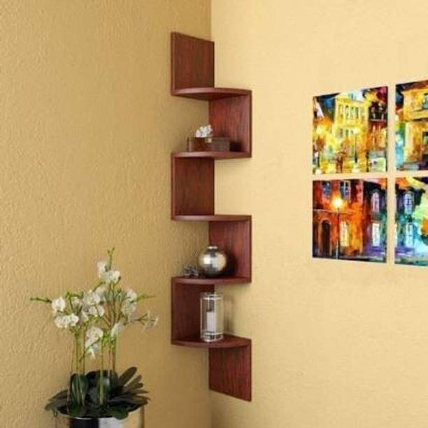 MDSWool Wall shelf Zigzag Corner Wall Mount Shelf Unit/Racks and Shelves MDF (Medium Density Fiber) Wall Shelf