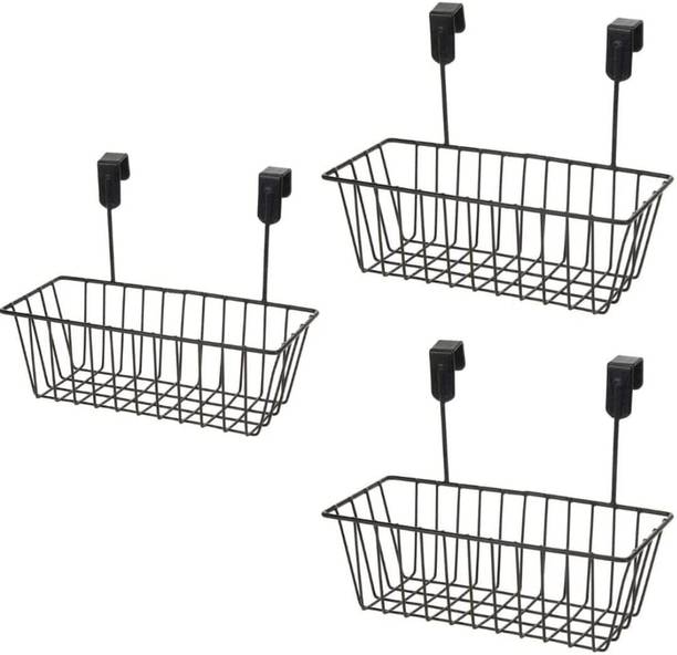GESCHIR MultiPurpose Hanging Door Basket Door Organizer | Basket Rack |Hanging Organizer Iron Wall Shelf
