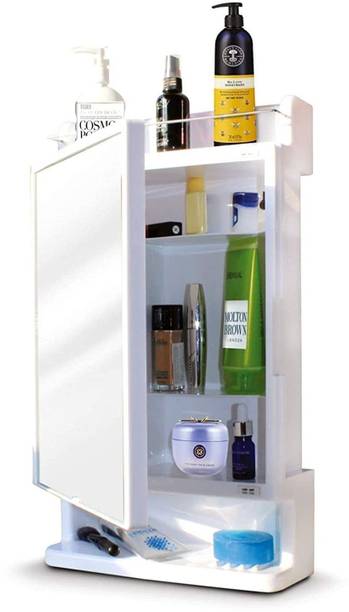 Zahab Strong and Heavy Rich Look Storage Cabinet with Mirror 21x5x12 inch Plastic Wall Shelf