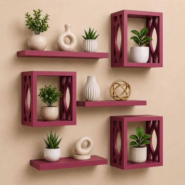 ELITEWALLDECOR Pink Haven Shelf Wooden Wall Shelf