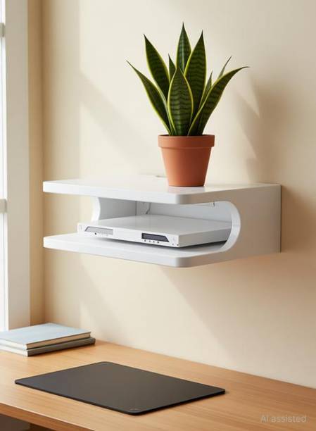 Samrah Setup Box Stand / Holder / WiFi Holder Wall Mount Shelf for Home Holding Speakers WiFi Router Game Console Remote Streaming Device MDF (Medium Density Fiber) Wall Shelf