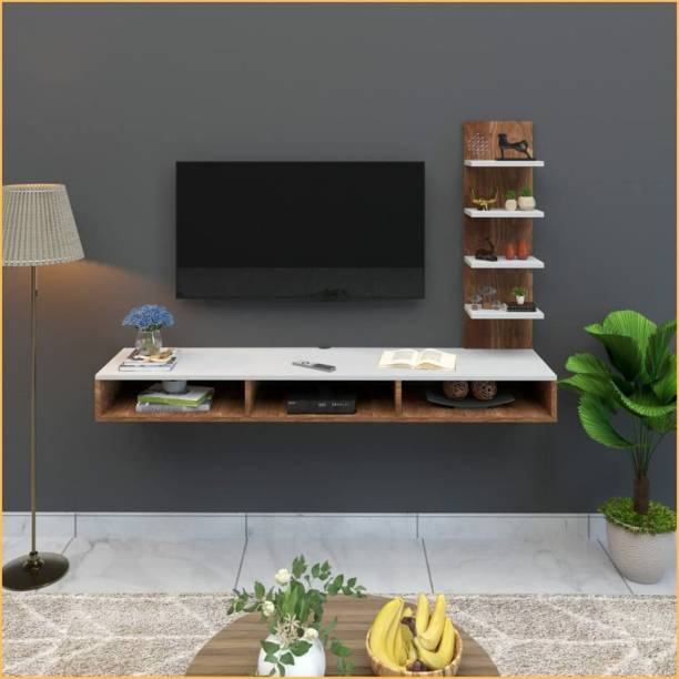 icrush Engineered Wood L Shape TV Entertainment Unit TV Cabinet with Wall Shelves Engineered Wood TV Entertainment Unit