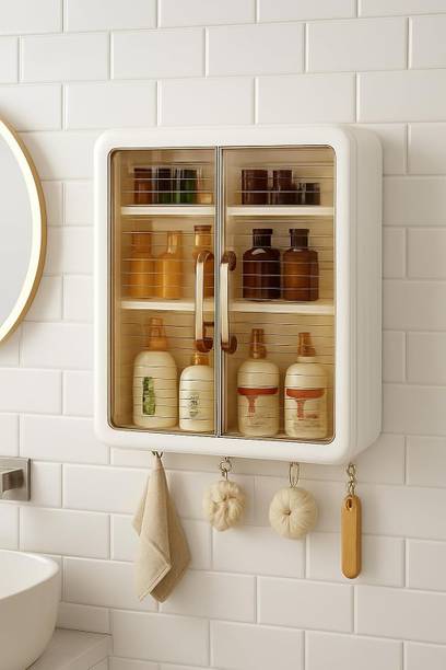 DEAGAN Bathroom Storage Organizer/Bathroom Cabinet /Bathroom Shelf Plastic Wall Shelf