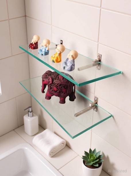 windowera Glass Shelf Suitable For Bathroom, Kitchen, Living room, Glass Wall Shelf
