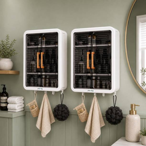 Plantex Bathroom Storage Cabinet/Organizer for Skincare/Multipurpose Storage Cabinet Plastic Wall Shelf