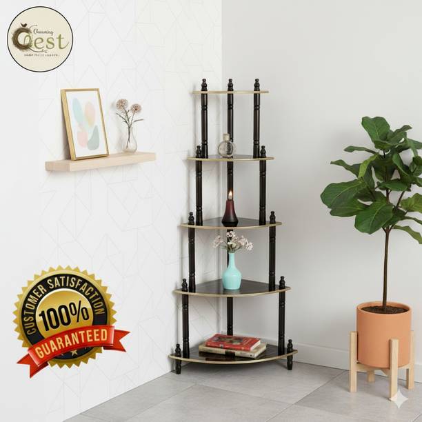 Charming Nest Wooden Corner Plant Stand | 5 Tier Storage & Display Unit for Indoor Decor Wooden Wall Shelf