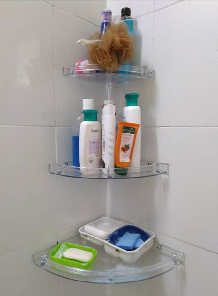 APPGEN Unbreakable High-Grade Frosted Acrylic Set of 3 Wall Mounted Plastic Wall Shelf