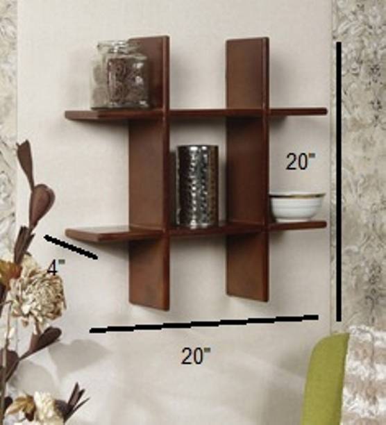 fzhandicraft Wooden wall mount floating wall ladder shape book & showpiece wall rack shelf Wooden Wall Shelf