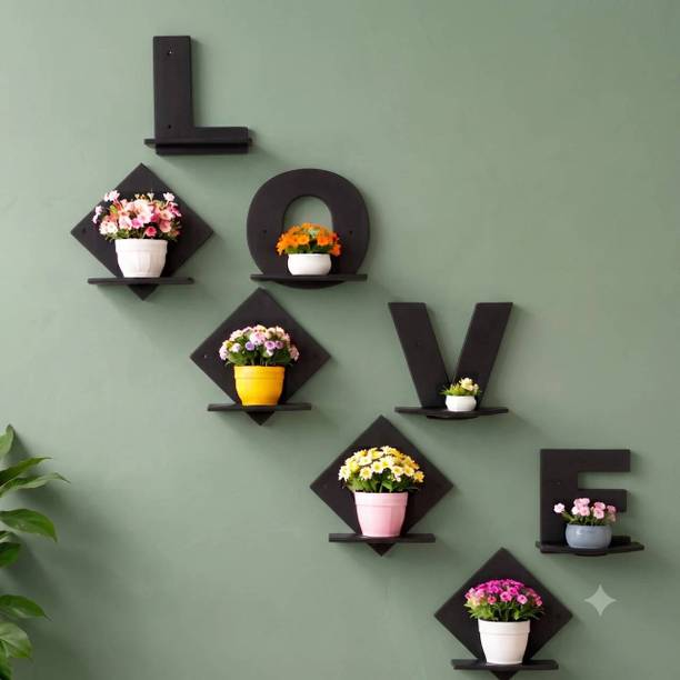 CRJ ENTERPRISES Wall Shalves Love Square Wooden Wall Shelf