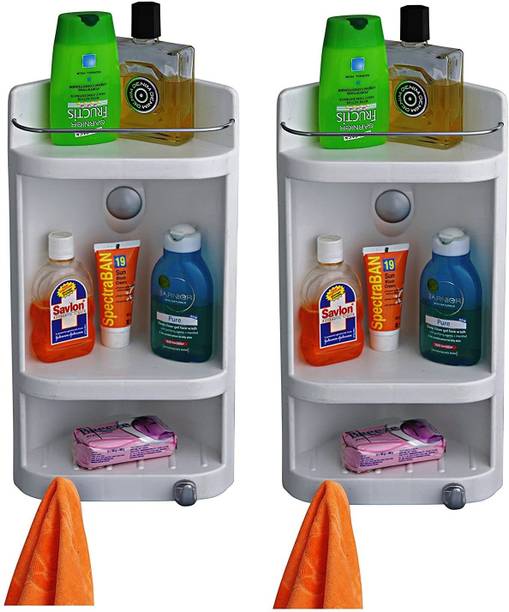 CIPLA PLAST Caddy Small Corner Cabinet - White (Set of 2) Plastic Wall Shelf