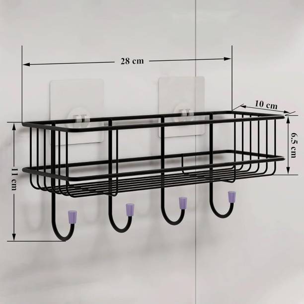 Balaaji Enterprise Smart Bathroom Wall Shelf with Hooks – Durable Organizer for 