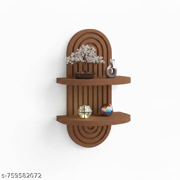 SMCRAFTS Modern Wooden Wall Shelf 2 Tier | Wall Mounted Rack for Home Decor & Storage Wooden Wall Shelf