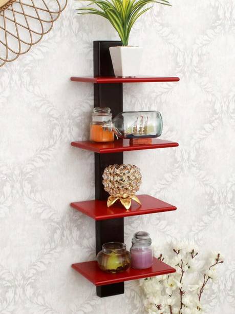 NationalArts wooden wall shelf wall hanging BLACK RED Wooden Wall Shelf