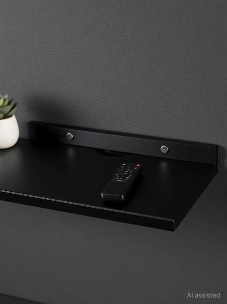 NextZen Wall Mounted Set Top Box Stand | Engineered Wood Floating Shelf for TV Unit Iron Wall Shelf