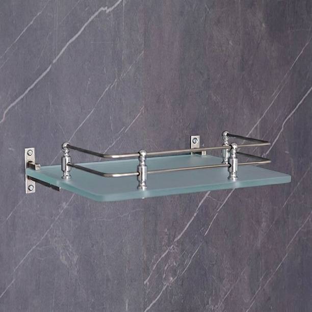 Auraview Square-6*12 inch Shelf 1 Frosted Glass, Stainless Steel Wall Shelf