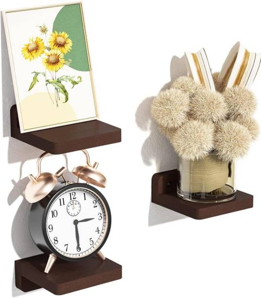 KRISAA Wooden Floating Wall Shelves, Mini Display Storage Organizer for Living Room Wooden Wall Shelf