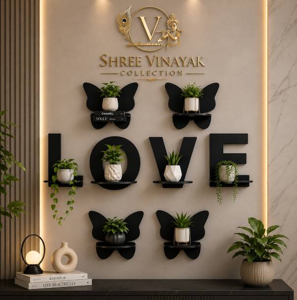 Shree Vinayak Collection SVC- LOVE BUTTERFLY Wooden Wall Shelf