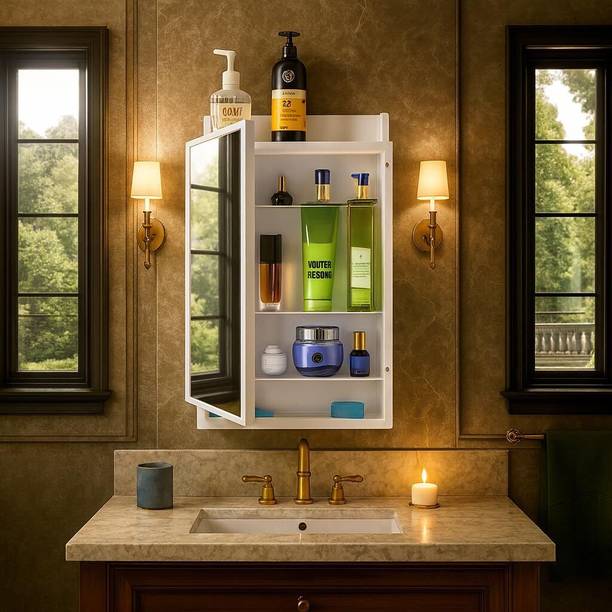 LUPPRA Plastic Premium Multipurpose Wall Mounted Storage Cabinet with Mirror Plastic Wall Shelf