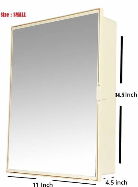 PGen Spacious Full Mirror Single Door Magnetic Lock Plastic Cabinet SMALL Plastic Wall Shelf