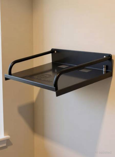 Value Adds Wall Mount Set Top Box Iron Wall Shelf (Number of Shelves - 1, Black) Steel Wall Shelf