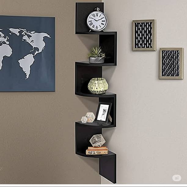 WallWonder Wooden Corner Wall Shelf Solutions MDF (Medium Density Fiber) Wall Shelf