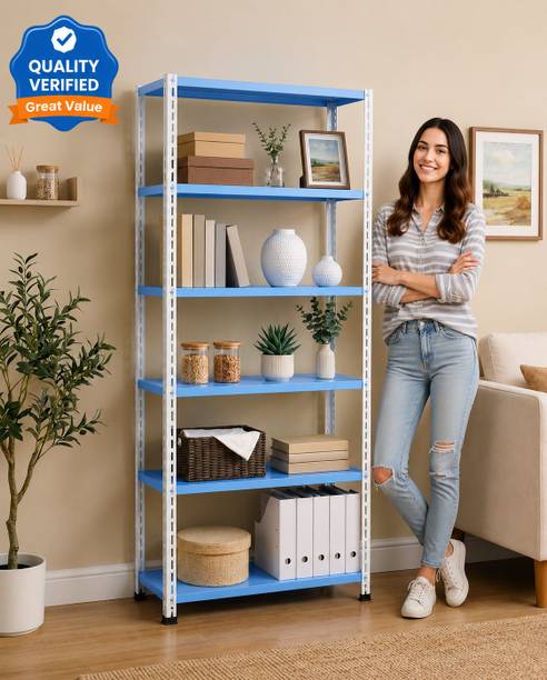 Perfect Steel Traders 6 Shelf heavy Powder Coated Shelf Rack for Home Metal Organizer Iron Wall Shelf