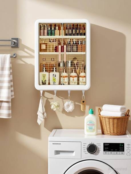 MGKENTERPRISE Bathroom Storage Organizer/Bathroom Cabinet /Bathroom Shelf Plastic Wall Shelf