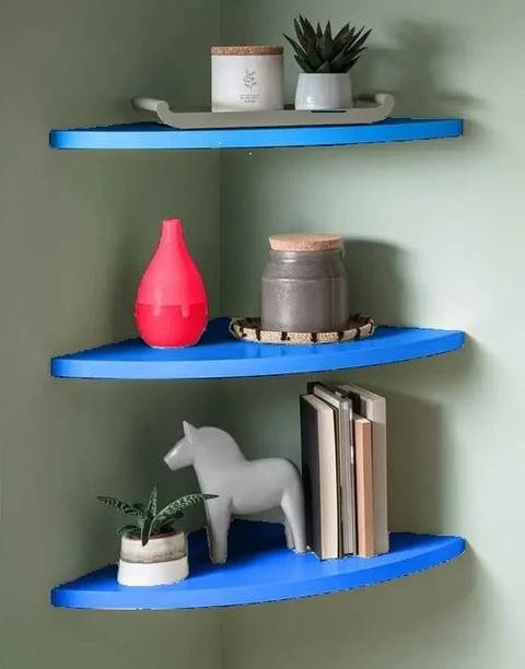 Livster Wall Mounted Corner 3 Tiers Shelf for Home&Office/Kitchen/Bathroom Shelf MDF (Medium Density Fiber) Wall Shelf