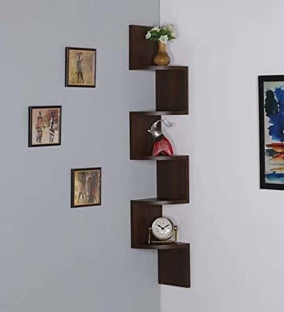 Mahira Wooden Zone Wooden wallshelves for living room wall corner rack shelf Wooden Wall Shelf