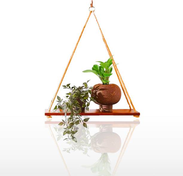 Epicreate Rope Hanging Shelf| Wall Hanging Décor| Hanging Shelf for Bedroom & Living Rooms MDF (Medium Density Fiber) Wall Shelf