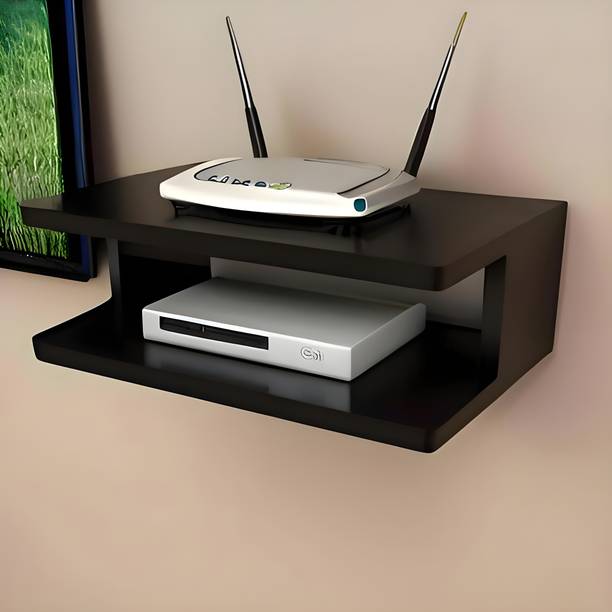 mkscrafto Wooden TV setup box and wifi router double stand wall mounted shelf Wooden Wall Shelf