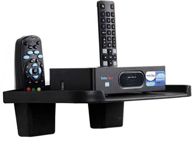 Morvi Set Top Box Stand with 2 Remote Holder Wall Mount & Remote Holder Plastic Wall Shelf