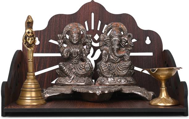Gojeeva Premium Om Carved Pattern Devghar, Set-Top Box Stand Wooden Mandir Temple(DIY) Wooden Wall Shelf