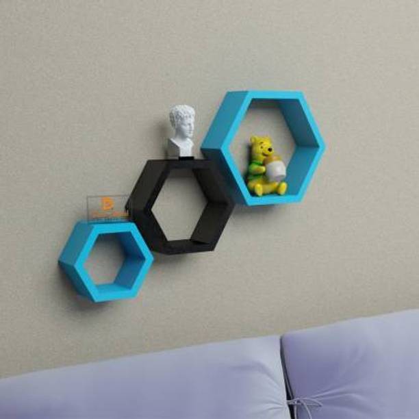 AMH HEXA MDF (Medium Density Fiber) Wall Shelf